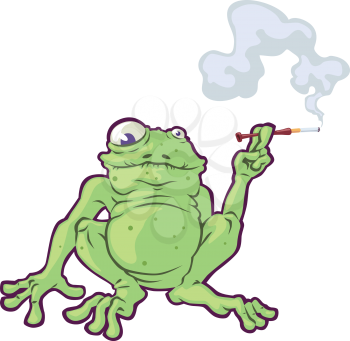 The fat frog is smoking the cigarette.
Editable vector EPS v9.0