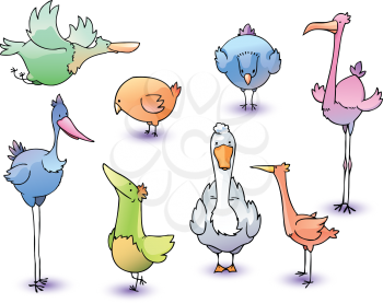 The set of the funny cartoon vector birds.
Editable vector EPS v9.0