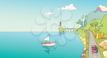 Royalty Free Clipart Image of an Ocean Scene