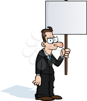 Royalty Free Clipart Image of a Person Holidng a Sign
