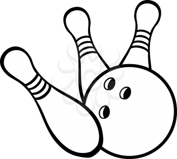 Royalty Free Clipart Image of a Bowling Ball with Pins