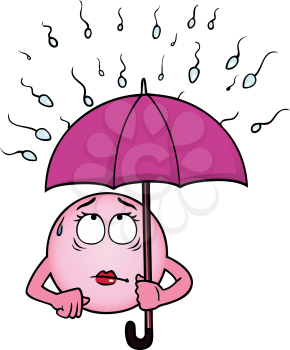 Royalty Free Clipart Image of an Egg Protecting Herself from Sperm