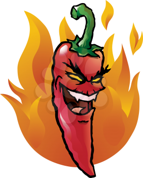 Royalty Free Clipart Image of an Evil Looking Pepper