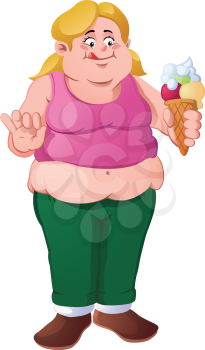 Royalty Free Clipart Image of a Girl with Ice Cream