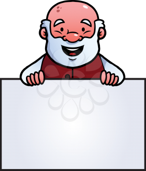 Royalty Free Clipart Image of an Elder Man Holding a Sign