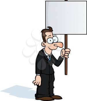 Royalty Free Clipart Image of a Man Holding a Sign