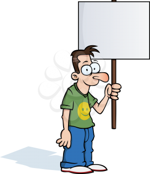 Royalty Free Clipart Image of a Man Holidng a Protest Sign