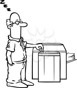 Royalty Free Clipart Image of Tired Employee
