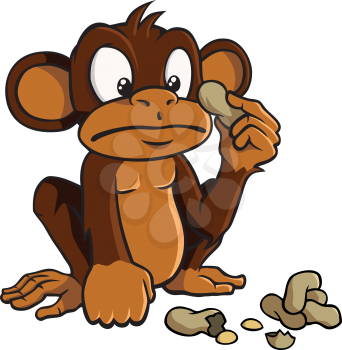 Royalty Free Clipart Image of a Monkey with peanuts