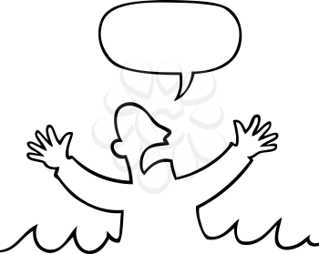 Royalty Free Clipart Image of a Man Shouting in The Water