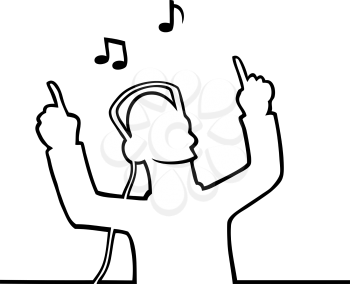 Royalty Free Clipart Image of a Person Listening to Music