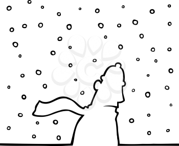 Royalty Free Clipart Image of a Person walking in th Snow