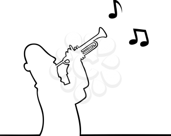 Royalty Free Clipart Image of a Person Playing a Trumpet