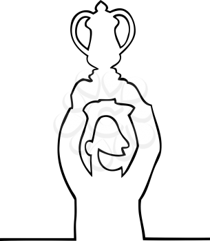 Royalty Free Clipart Image of a Man Holding a Prize