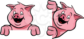 Royalty Free Clipart Image of a Two Pigs