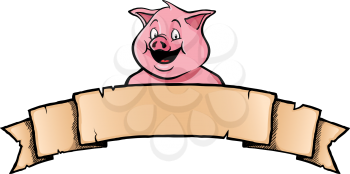 Royalty Free Clipart Image of a Pig Banner