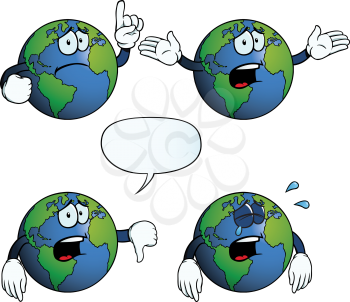 Royalty Free Clipart Image of a Crying Planets
