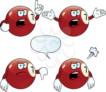 Royalty Free Clipart Image of Angry Billiard Balls