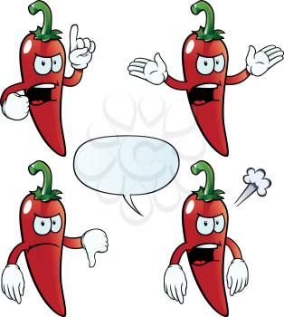 Royalty Free Clipart Image of Angry Peppers