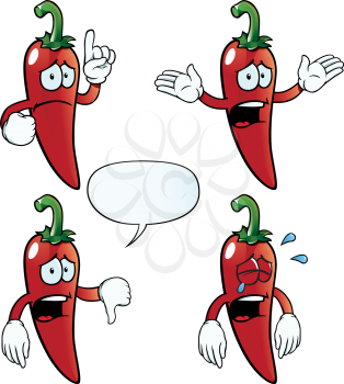 Royalty Free Clipart Image of Sad Peppers