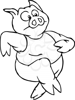 Royalty Free Clipart Image of a Pig Running