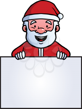 Royalty Free Clipart Image of a Santa Holding a Sign