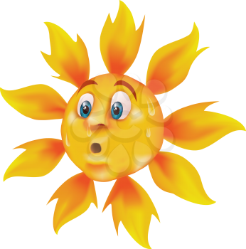 Royalty Free Clipart Image of an Overheating Sun