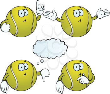 Royalty Free Clipart Image of Thinking Tennis Balls