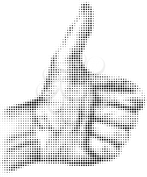 Illustration of a thumbs up, in halftone dot pattern.