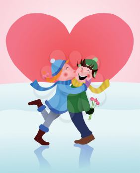 Royalty Free Clipart Image of a Couple in Love