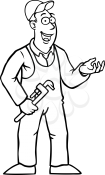 Royalty Free Clipart Image of a Man With a Wrench