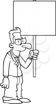 Royalty Free Clipart Image of a Man Holding a Protest Sign