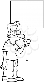 Royalty Free Clipart Image of an Angry Man Holding a Sign