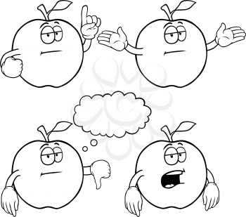 Royalty Free Clipart Image of Bored Apples