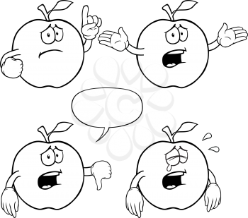 Royalty Free Clipart Image of Upset Apples