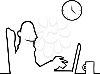 Royalty Free Clipart Image of a Man Using a Laptop