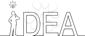 Royalty Free Clipart Image of a Man Beside the Word Idea