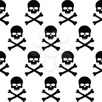 Seamless wallpaper background with black and white skulls.