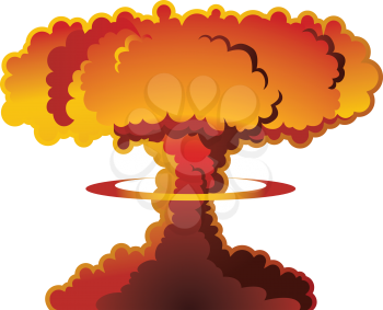 A nuclear weapon exploding, forming a mushroom cloud.