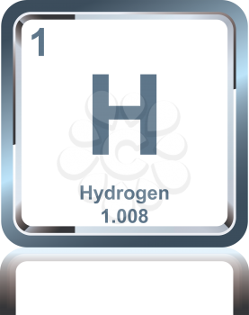 Symbol of chemical element hydrogen as seen on the Periodic Table of the Elements, including atomic number and atomic weight.
