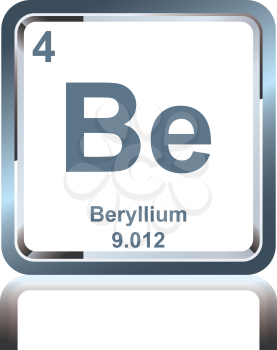Symbol of chemical element beryllium as seen on the Periodic Table of the Elements, including atomic number and atomic weight.