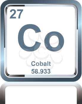 Symbol of chemical element cobalt as seen on the Periodic Table of the Elements, including atomic number and atomic weight.