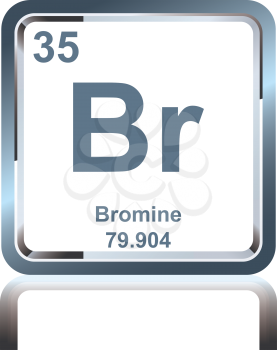 Symbol of chemical element bromium as seen on the Periodic Table of the Elements, including atomic number and atomic weight.