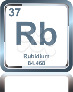 Symbol of chemical element rubidium as seen on the Periodic Table of the Elements, including atomic number and atomic weight.