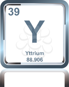 Symbol of chemical element yttrium as seen on the Periodic Table of the Elements, including atomic number and atomic weight.