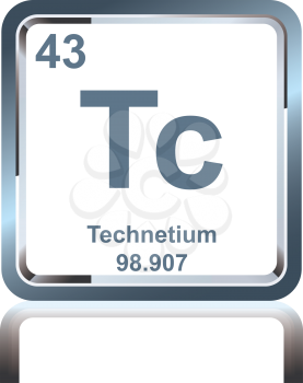 Symbol of chemical element technetium as seen on the Periodic Table of the Elements, including atomic number and atomic weight.