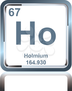 Symbol of chemical element holmium as seen on the Periodic Table of the Elements, including atomic number and atomic weight.