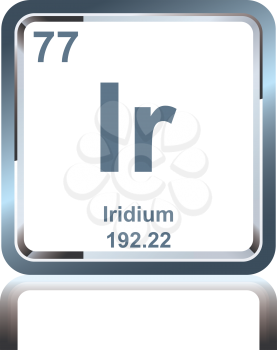 Symbol of chemical element iridium as seen on the Periodic Table of the Elements, including atomic number and atomic weight.
