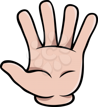Human cartoon hand showing five fingers or a waving gesture