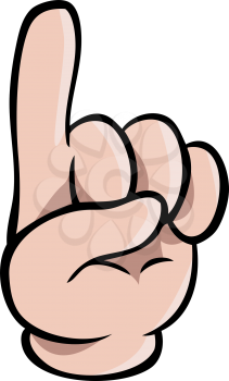 Human cartoon hand showing one finger or pointing upwards